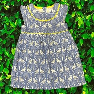 EUC Baby Boden Linen Cotton blend Bird Dress 12-18 months